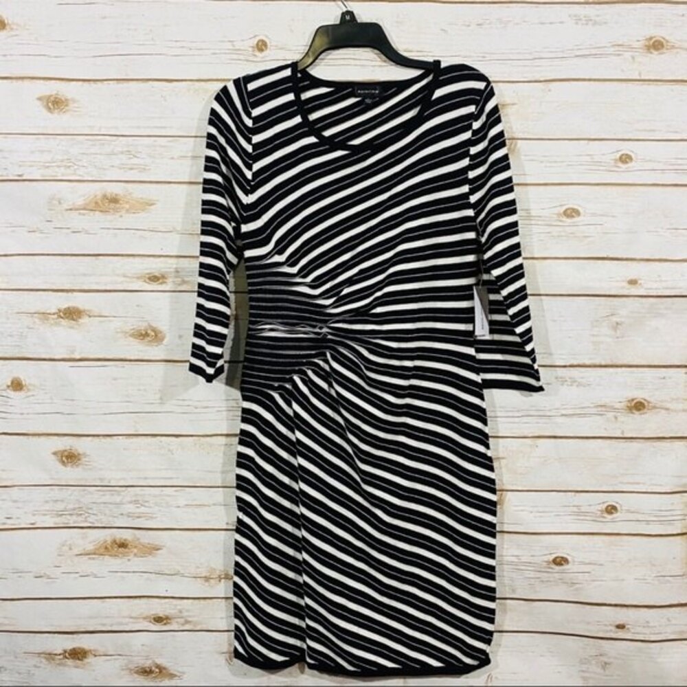 New Spense‎ women’s 3/4 sleeve black stripe dress size L